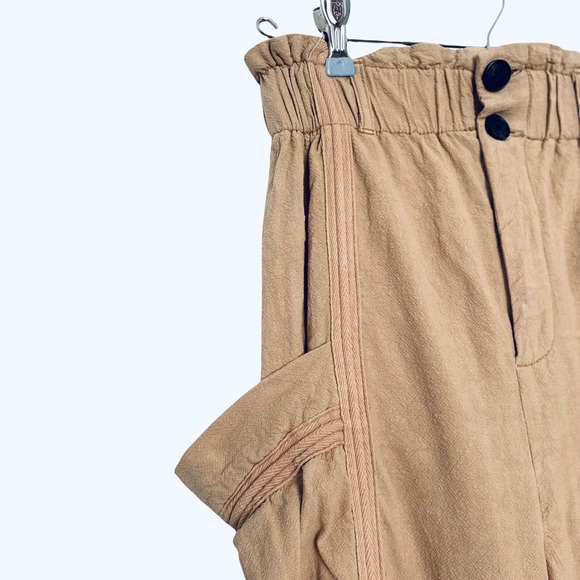 SOLD! UO Pants Isla Slouchy Linen Jogger Cargo Paperbag Pants Tan XS - Picture 14 of 16